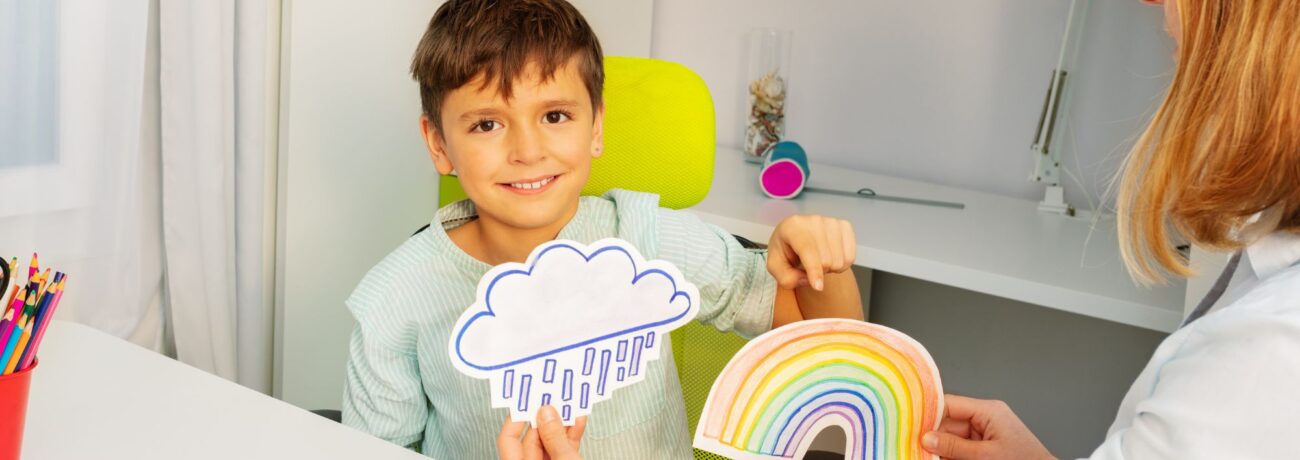 Boy with level 1 Autism Learning about the Weather