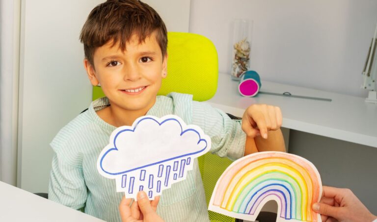 Boy with level 1 Autism Learning about the Weather